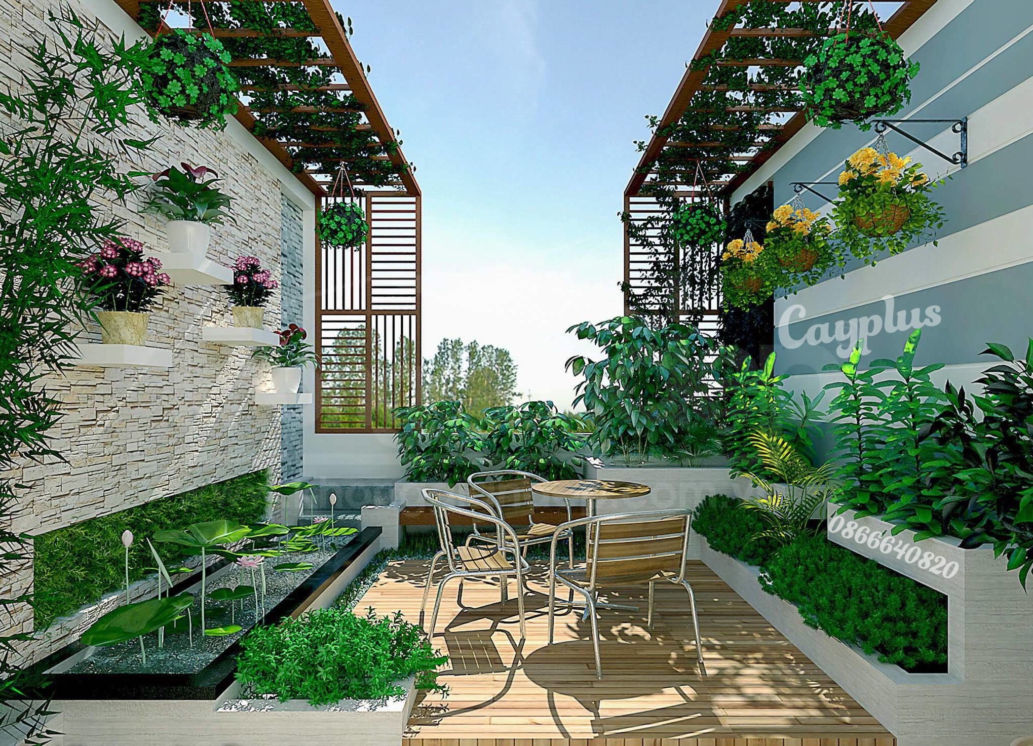 Vườn trên mái hiện đại vào năm 2024 mang lại một trải nghiệm sống độc đáo và đầy ấn tượng. Thiết kế vườn nhỏ gọn, đa dạng với các cây xanh và hoa cải thảo đầy màu sắc trên mái nhà sẽ là một điểm nhấn độc đáo cho ngôi nhà bạn. Vườn trên mái còn mang lại không gian thư giãn và tận hưởng cảnh quan tuyệt đẹp.