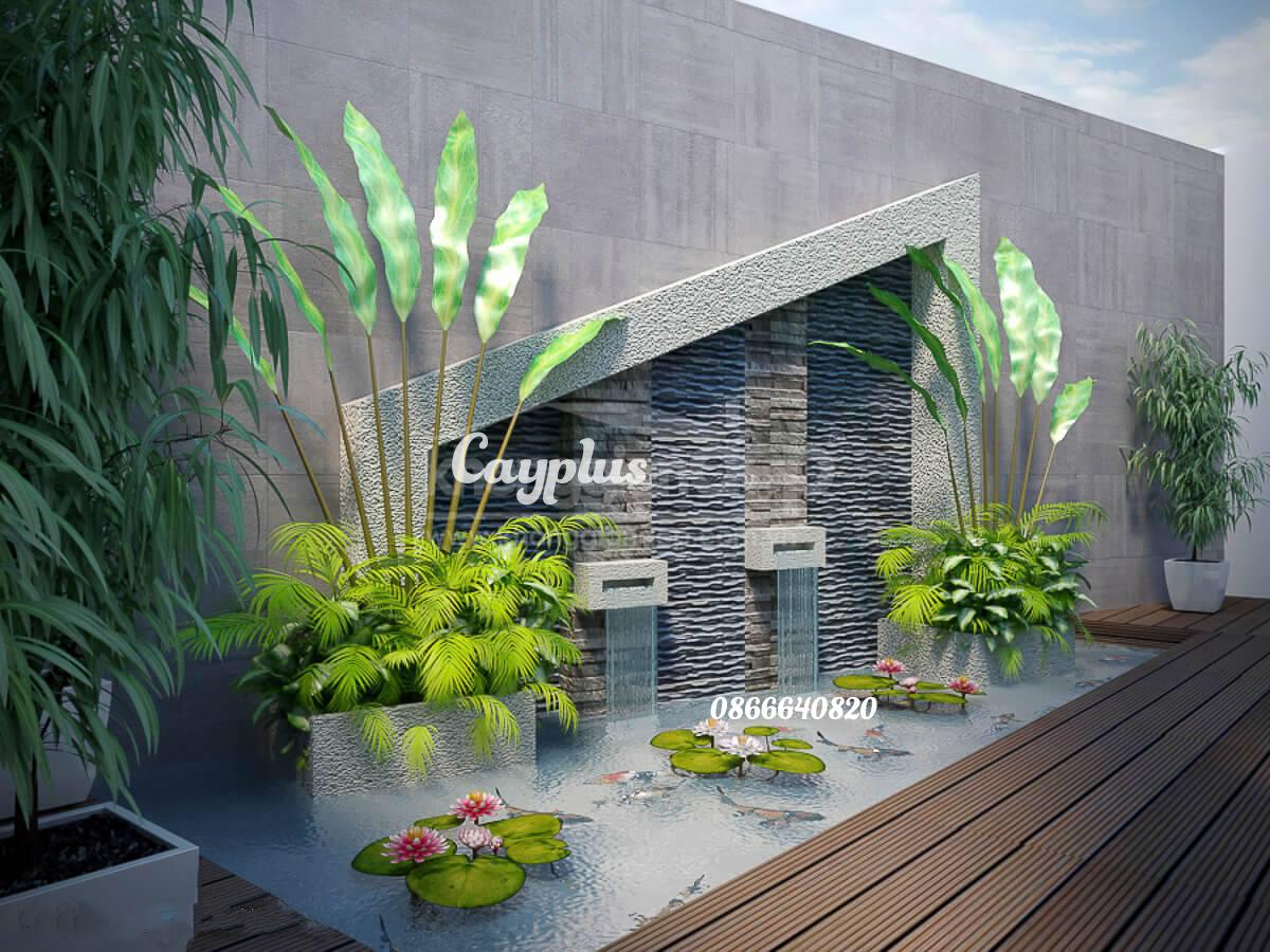 Tiểu cảnh sân vườn 47 - Cayplus - Thiết kế hồ cá sân vườn hiện đại