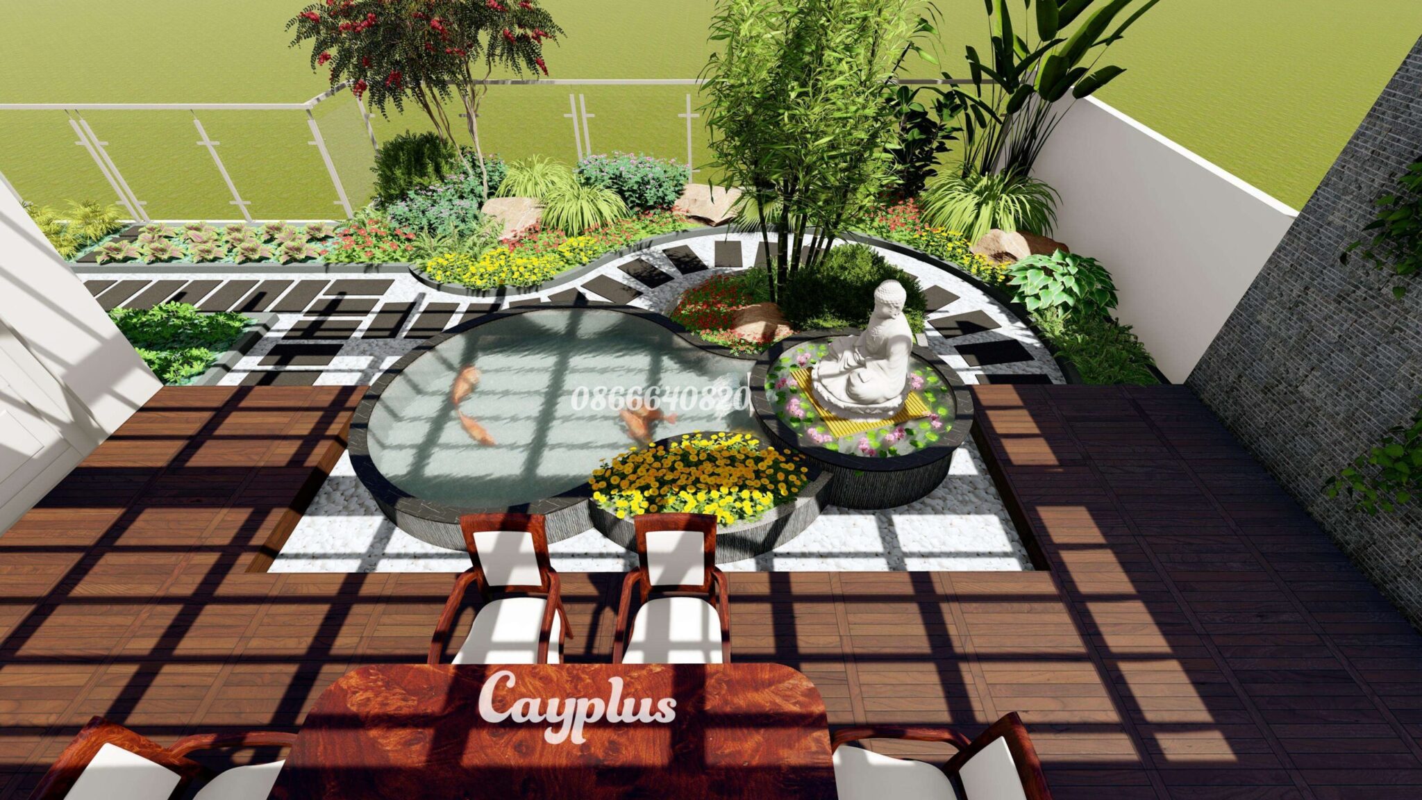Ý tưởng độc đáo sân vườn trên sân thượng - Cayplus - Thiết kế sân vườn